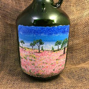 Hand painted Landscape on table lamp - Wine bottle